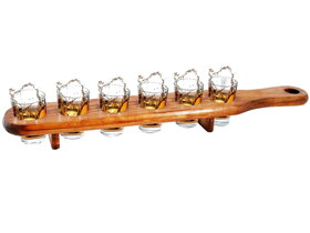 Shot Glass Set with Wooden Serving Board