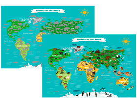 Scratch-Off World Map with Animals