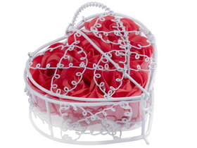 Red Soap Roses in a White Basket