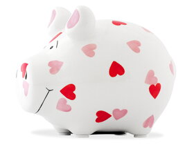 White Pig Money Box with Hearts
