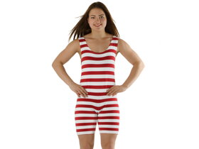 Ladies Retro Red and White Swimsuit - XL