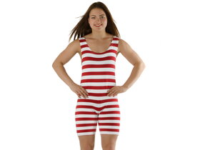 Ladies Retro Red and White Swimsuit - M