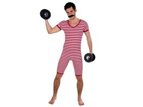 Mens Retro Red and White Swimsuit - S