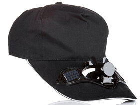 Black Solar Baseball Cap with Fan