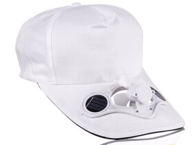 White Solar Baseball Cap with Fan
