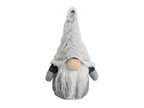 Grey Christmas Gnome with a Plush Hat