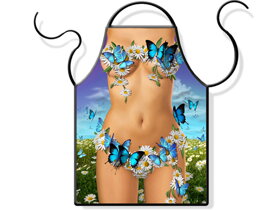 Woman with Flowers and Butterflies Apron