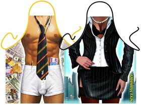 Businessman and Sexy Manager Aprons