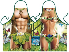 Hippie Man and Woman Aprons