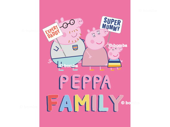 Pink Kids Blanket Peppa Pig Family