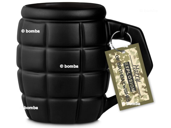 Large Black Grenade Shaped Mug