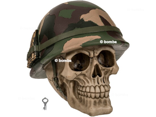 Skull with Military Helmet Money Box