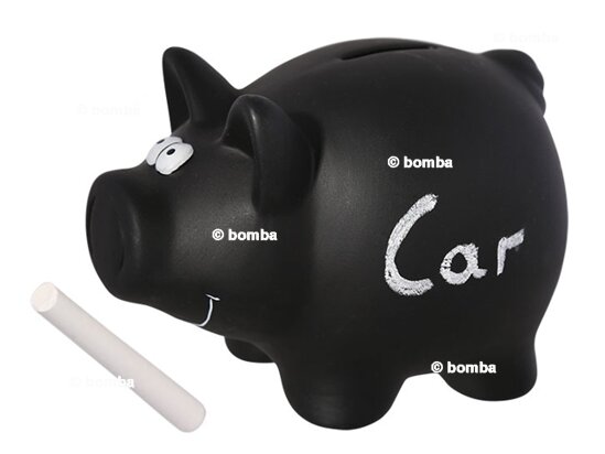 Black Piggy Money Box with Chalk
