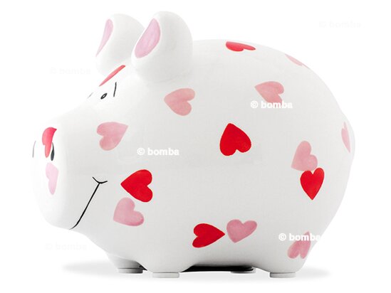 White Money Box Pig with Hearts