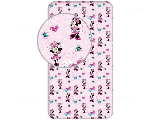 Pink Minnie Mouse Flowers Fitted Sheet for Kids
