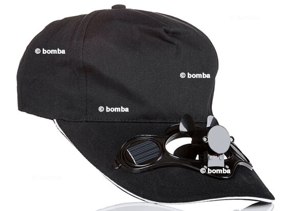 Black Solar Baseball Cap with Fan