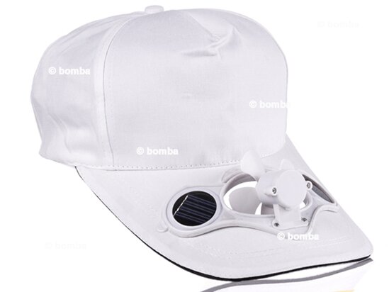 White Solar Baseball Cap with Fan
