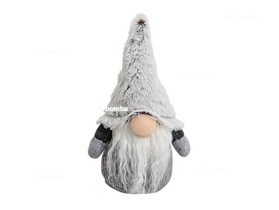 Grey Christmas Gnome with a Plush Hat