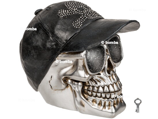 Skull with Baseball Cap Money Box