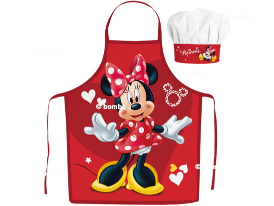 Kids Apron with Chef Hat Minnie Mouse Red Hearts