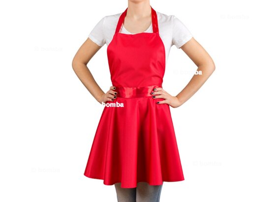 Red Kitchen Apron in the Shape of a Dress