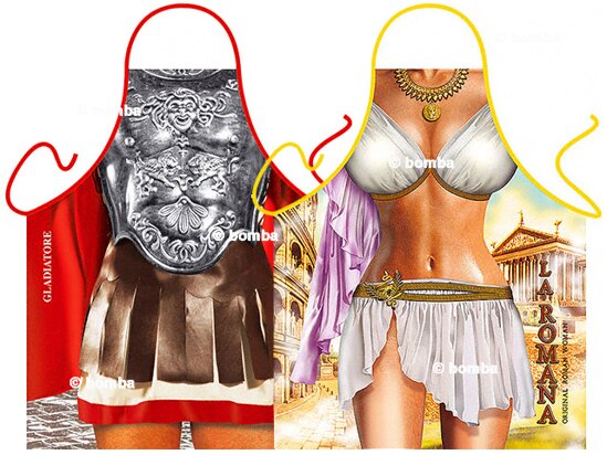 Roman Gladiator and Roman Woman Aprons