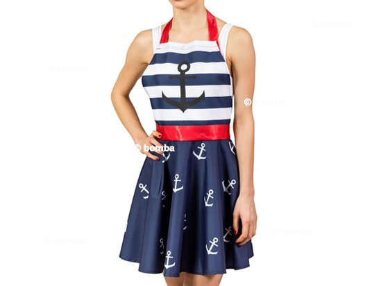 Nautical Kitchen Apron in the Shape of a Dress
