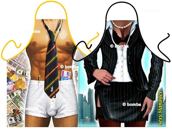 Businessman and Sexy Manager Aprons